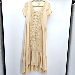 Joyfolie Mia Joy Cream Gauze Hi Lo Hem Maxi Dress Womens Size Extra Small